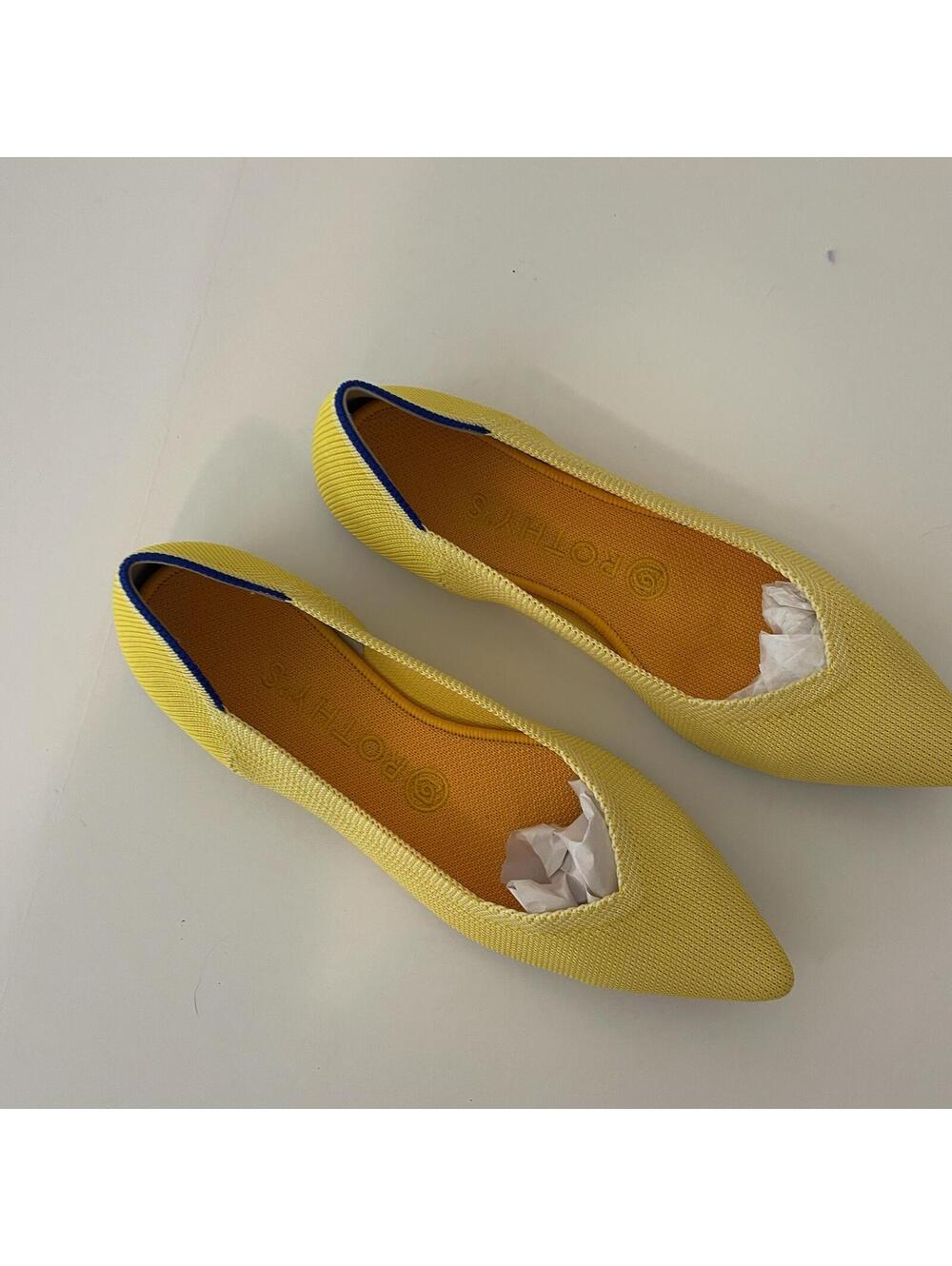 Rothy's The Point Lemon Yellow Flats Pointed Toe Women's Size 7.5 NWOT - Picture 2 of 5